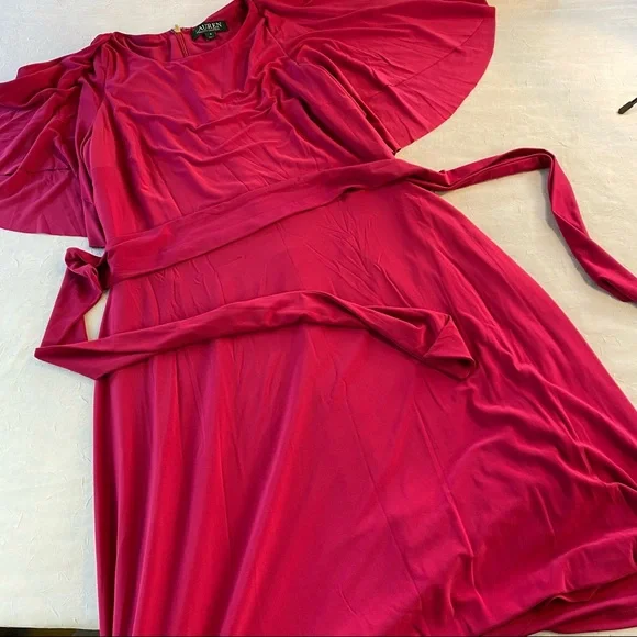 Ralph Lauren Bold Shoulder Jewel Tone Belted Statement Dress Size 6 like new - Picture 8 of 12